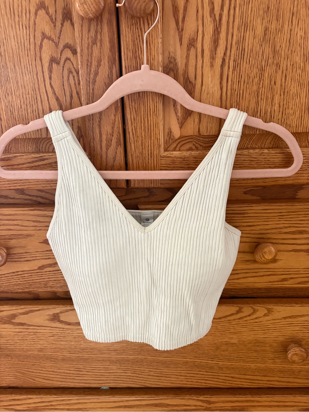 90 Degree By Reflex Ribbed V-Neck Crop Tank - Cream